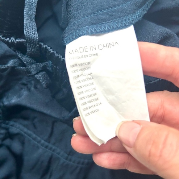 Club Monaco Belted Pull-On Pants wide legs satin blue xs - Picture 3 of 8